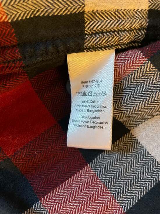 JACHS Mens Red Black White Plaid Flannel Button Up Shirt Size Large - Picture 5 of 7